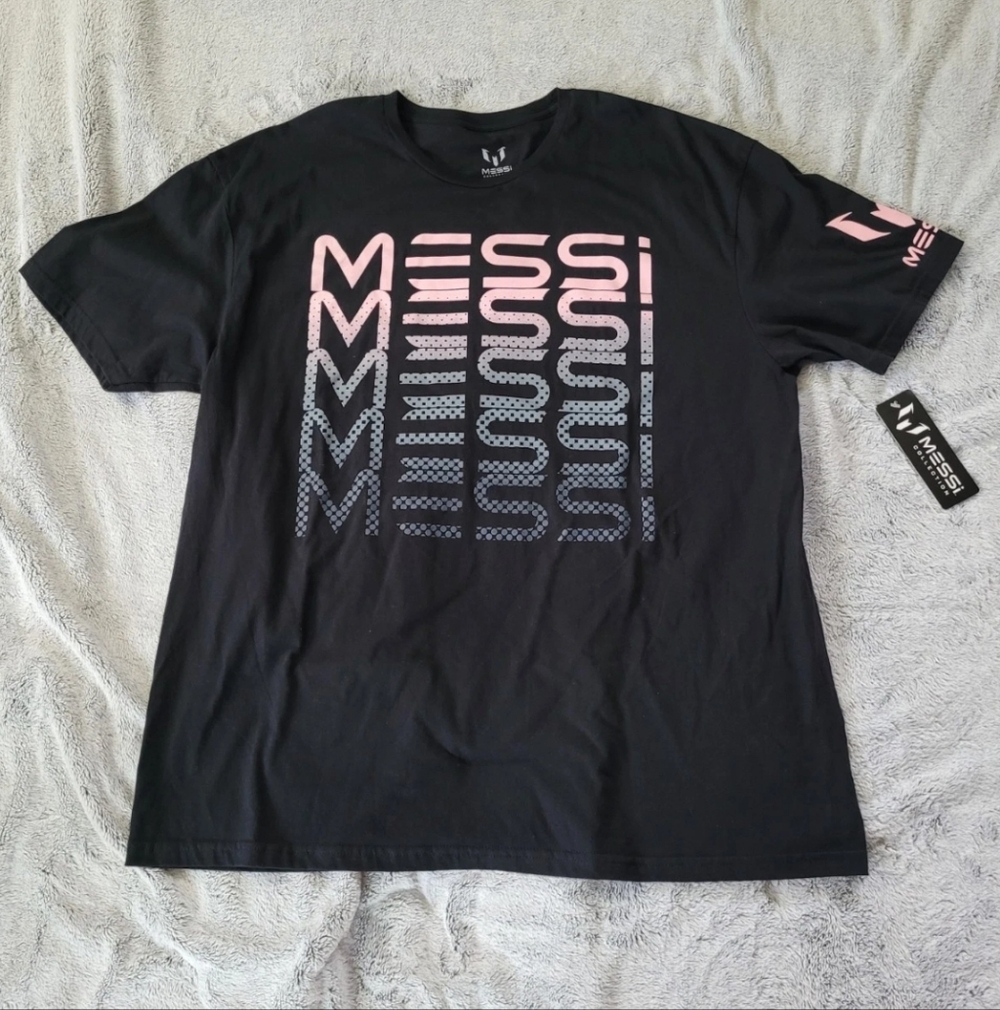 Lionel Messi #10 Mens Size 2XL Black T-Shirt FC Barcelona MLS Soccer Futbol NEW